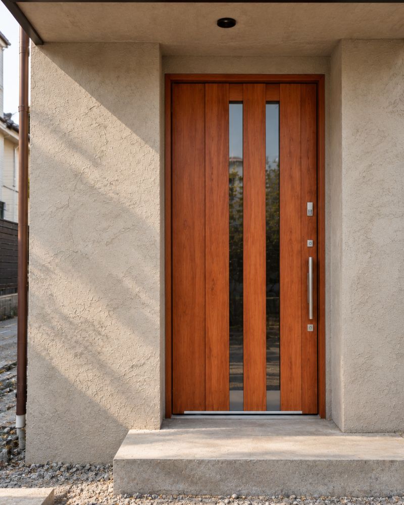 Door with twin glass inlays during installation
