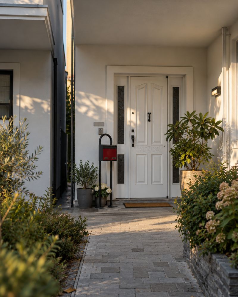 White door with glass sidelights, painted oak, Zavorr – finished door